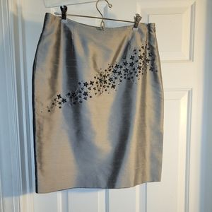 Grey raw silk Ann Taylor skirt